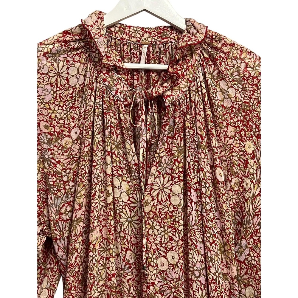 Free People Feeling Maxi Dress Womens Small Floral Boho Ruffle Tiered Oversized - Picture 4 of 15